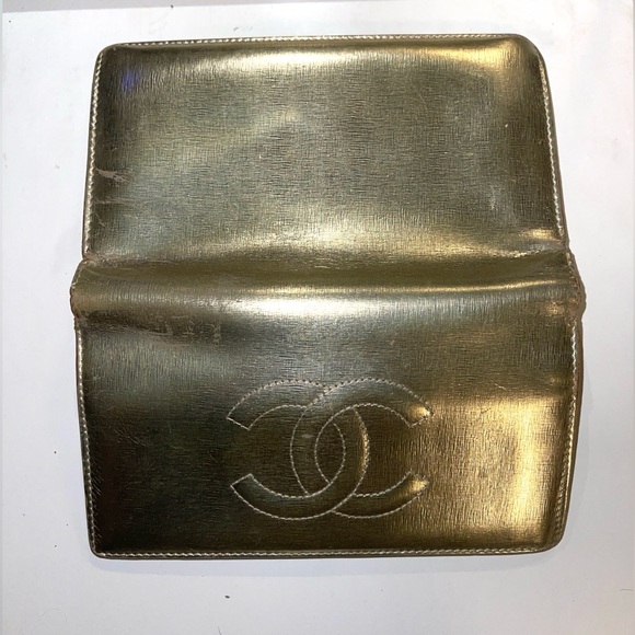Chanel Wallet Timeless CC Metallic Gold Leather Long Flap Continental Yen Bifold - Picture 5 of 17